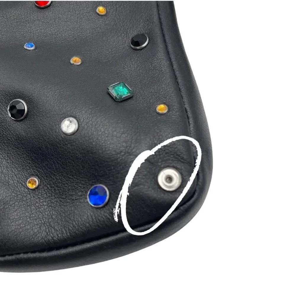 Aimee Kestenberg Black Starlight Leather Just Saying Jeweled Crossbody Bag